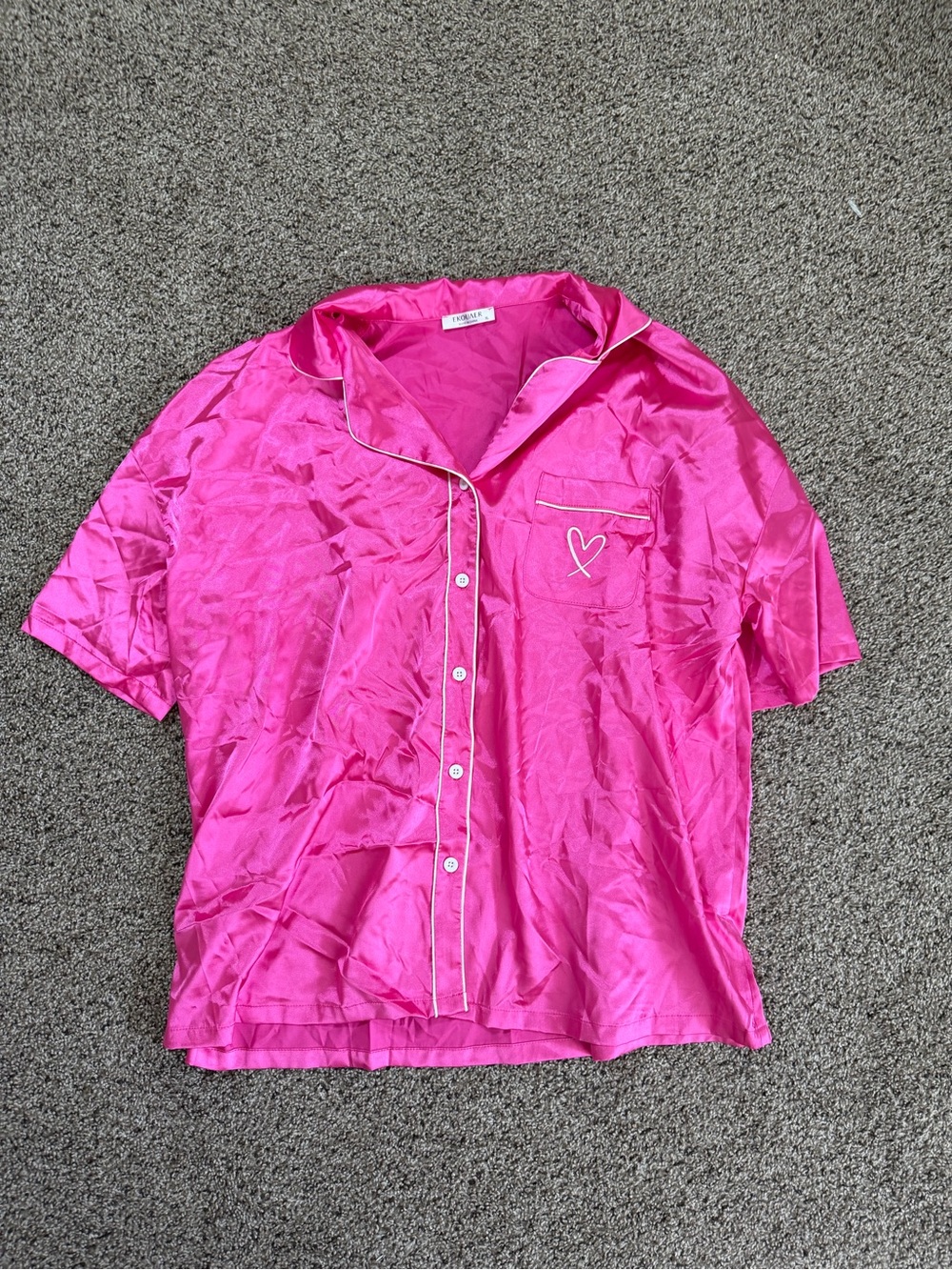 Ekouaer Bright Pink Satin Pajama Set